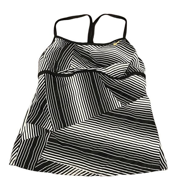 Women's Nike Black and White Striped Swim Top - Picture 1 of 12